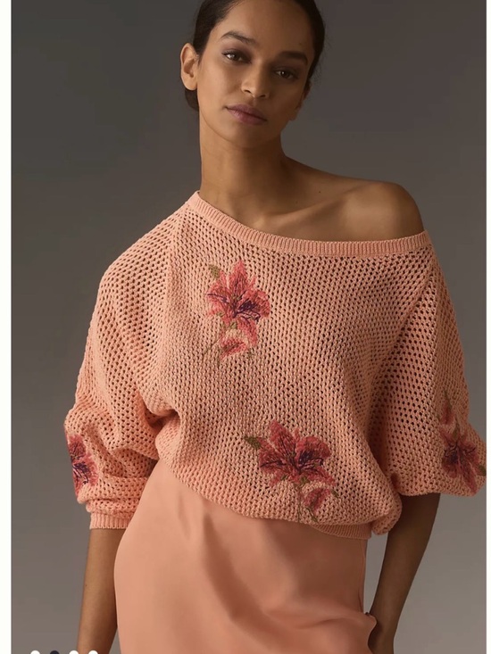 Pilcro Sweaters - Pilcro Embroidered Open Stitch Floral Sweater